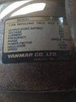 เครื่องปั่นไฟสนาม Yanmar ดีเซล 220V. 3kVA. มือ2 จากญี่ปุ่น ตามสภาพเดิม  ราคา 15,000บาท 
